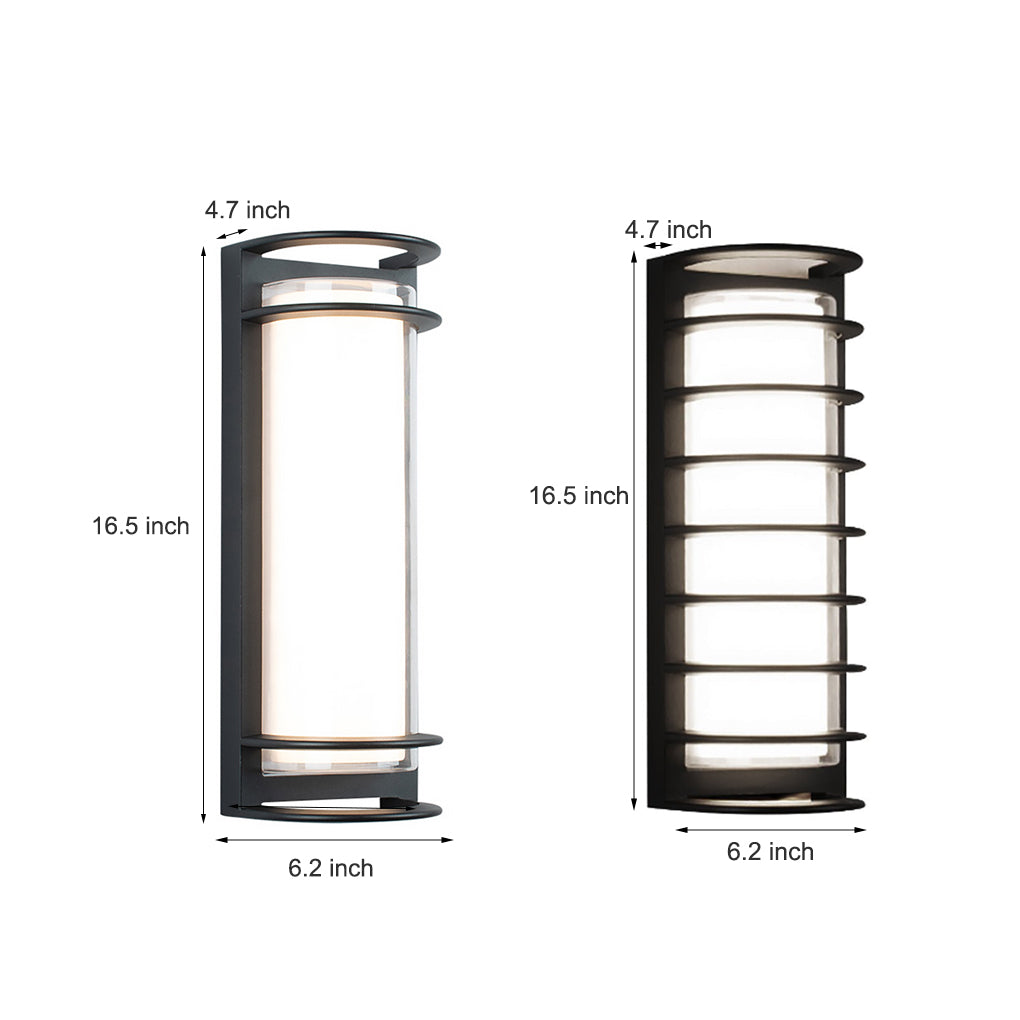 Double-Layer Outdoor Wall Sconce — Black Aluminum & Acrylic, LED 30W, Waterproof, 6.2" × 16.5"