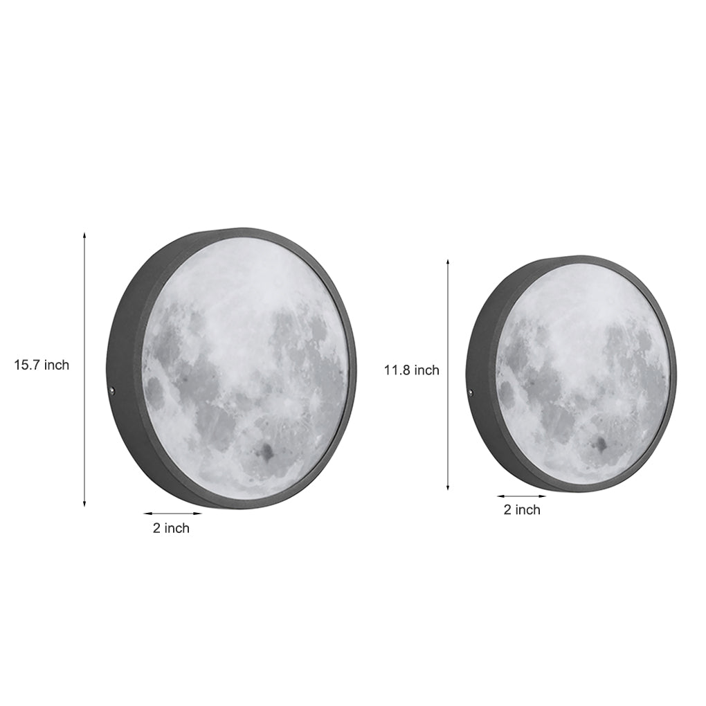 Moon Round Outdoor Wall Sconce — Stainless Steel & Glass, LED 12W, 3000K, IP-Rated Weatherproof