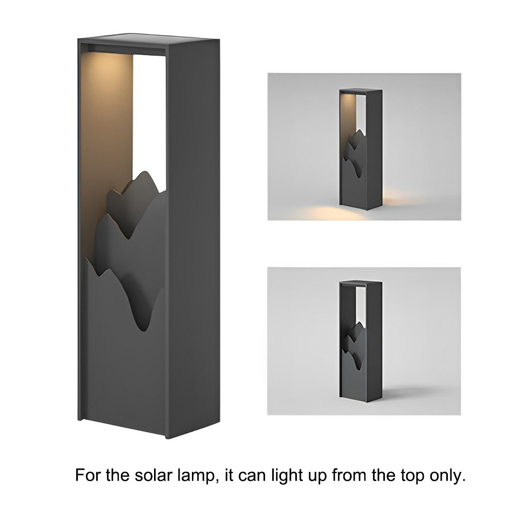 Mountain Scenery Outdoor Bollard Path Light — Stainless Steel & PC, LED 3000K, IP54, Hardwired or Solar, 26"/71"/110"