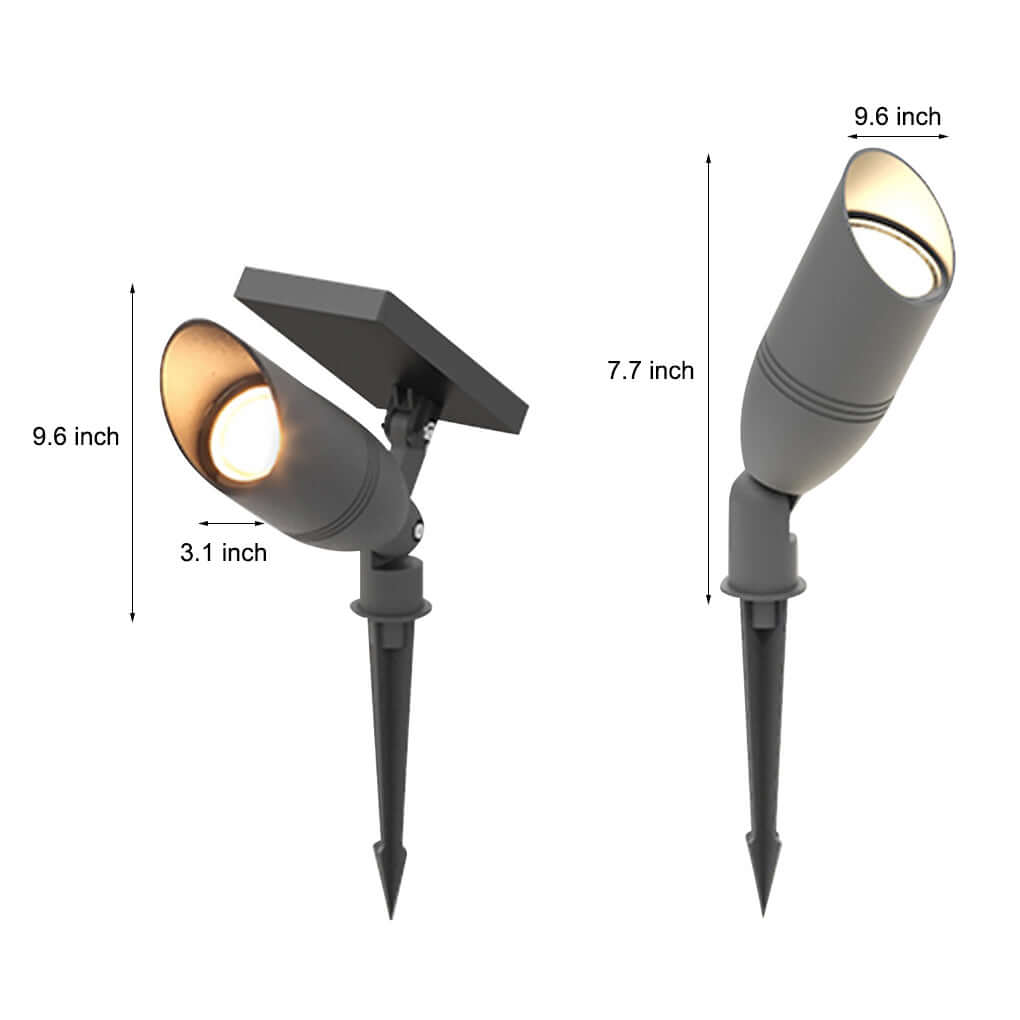 Solar & Hardwired Outdoor Landscape Spotlight — Aluminum, IP65 Weatherproof, 3000K Warm White, Adjustable