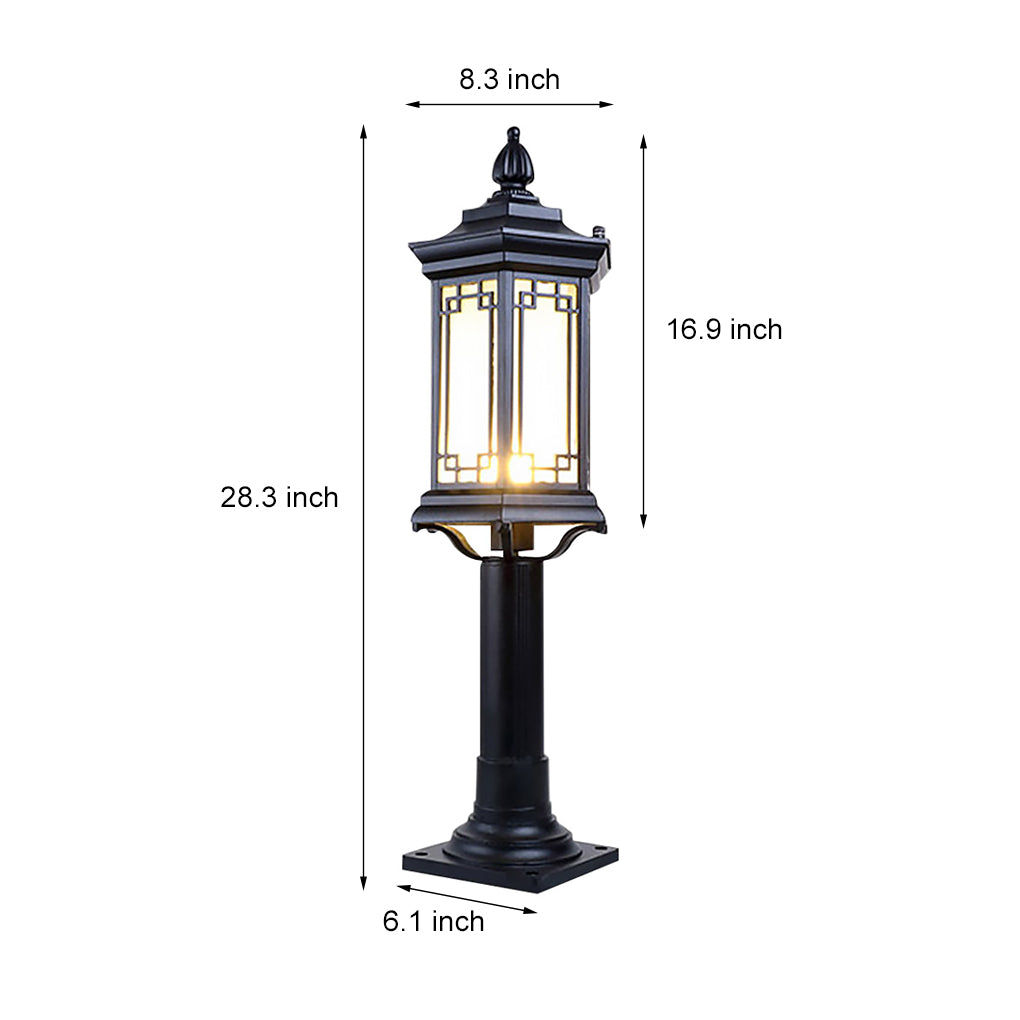 Rhombus Outdoor Post Light — Aluminum and Frosted Glass, E27, IP65, Warm White 3000K