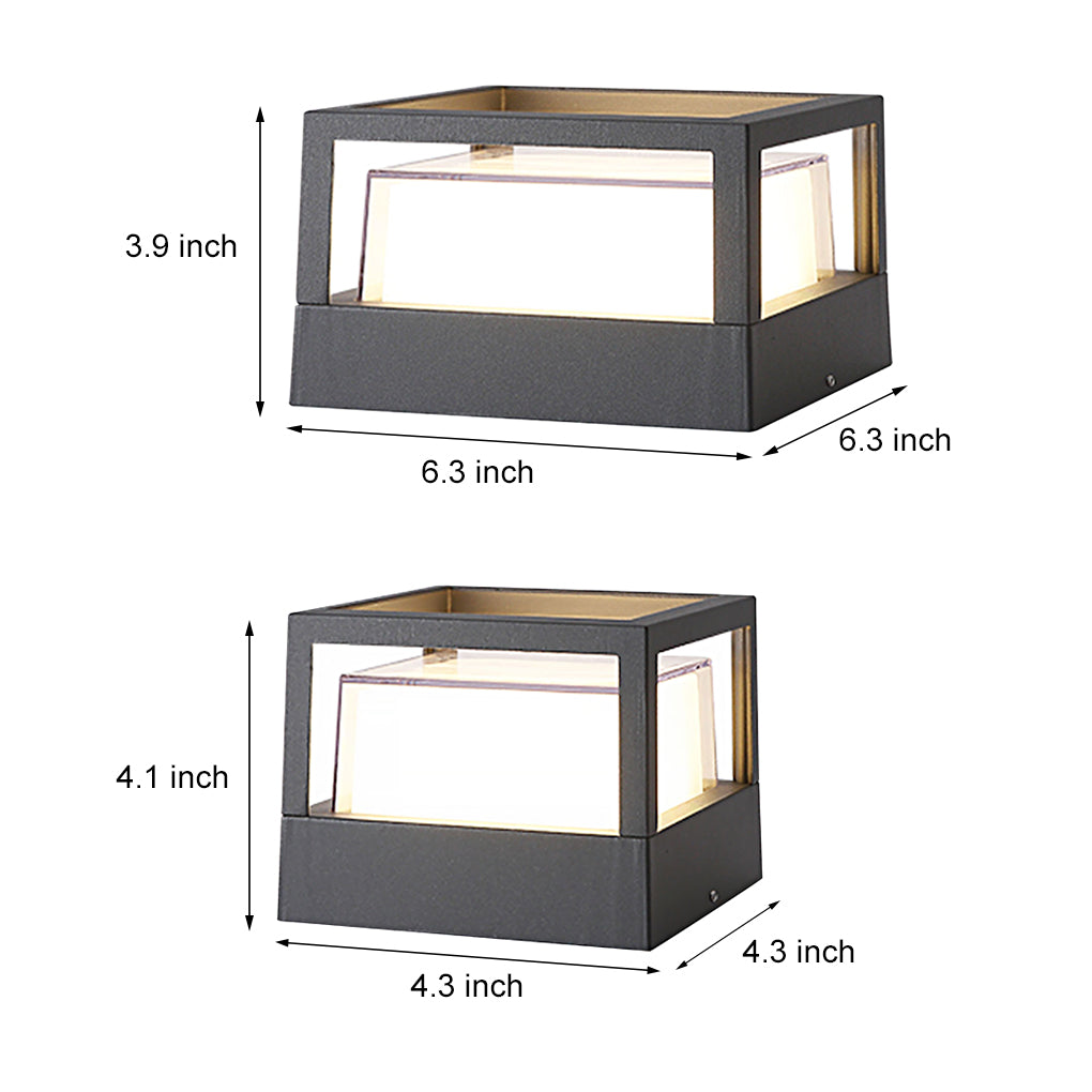 outdoor pier mount lamp with square double layer shade