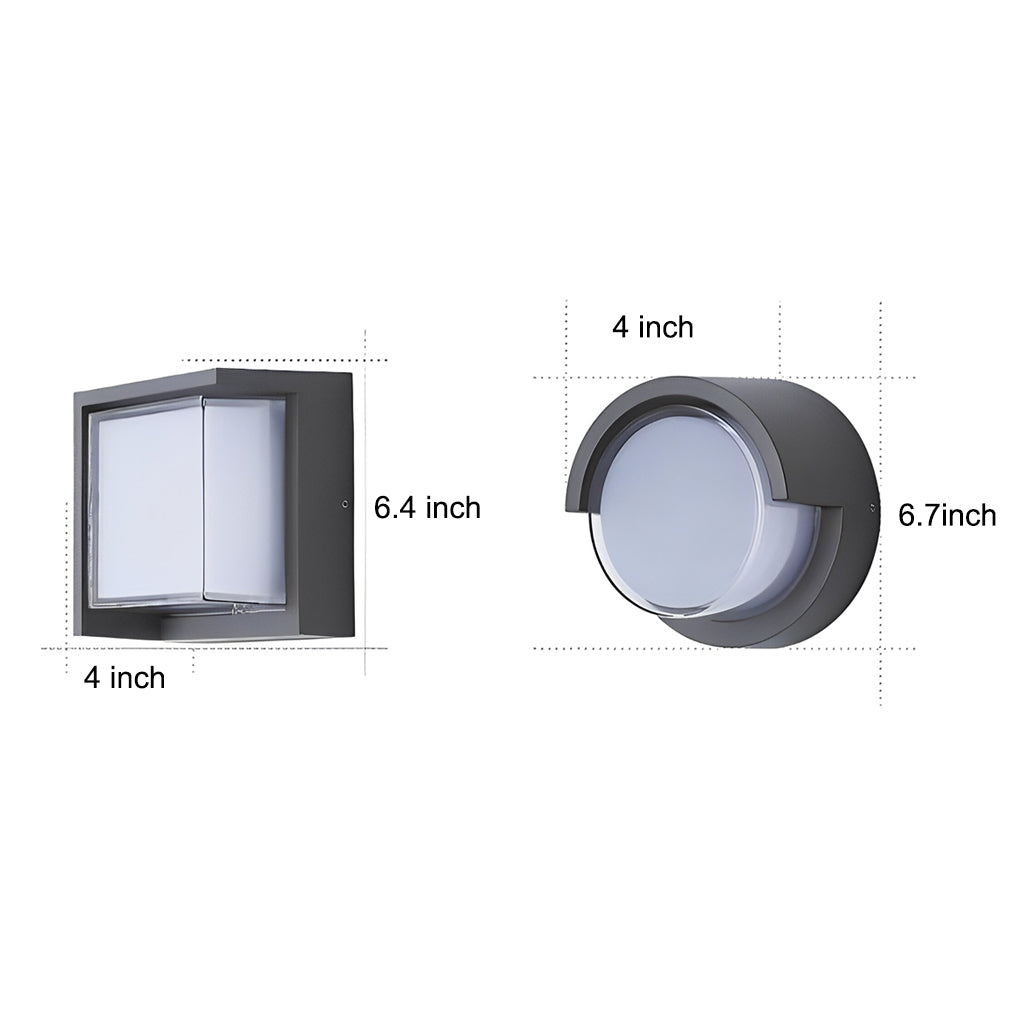 contemporary waterproof outdoor wall lights in round and square designs for gardens and villas
