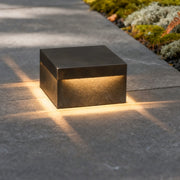 Modern Square Solar / Hardwired Outdoor Pillar Light — Stainless Steel & Acrylic, LED, IP65, Warm White 3000K