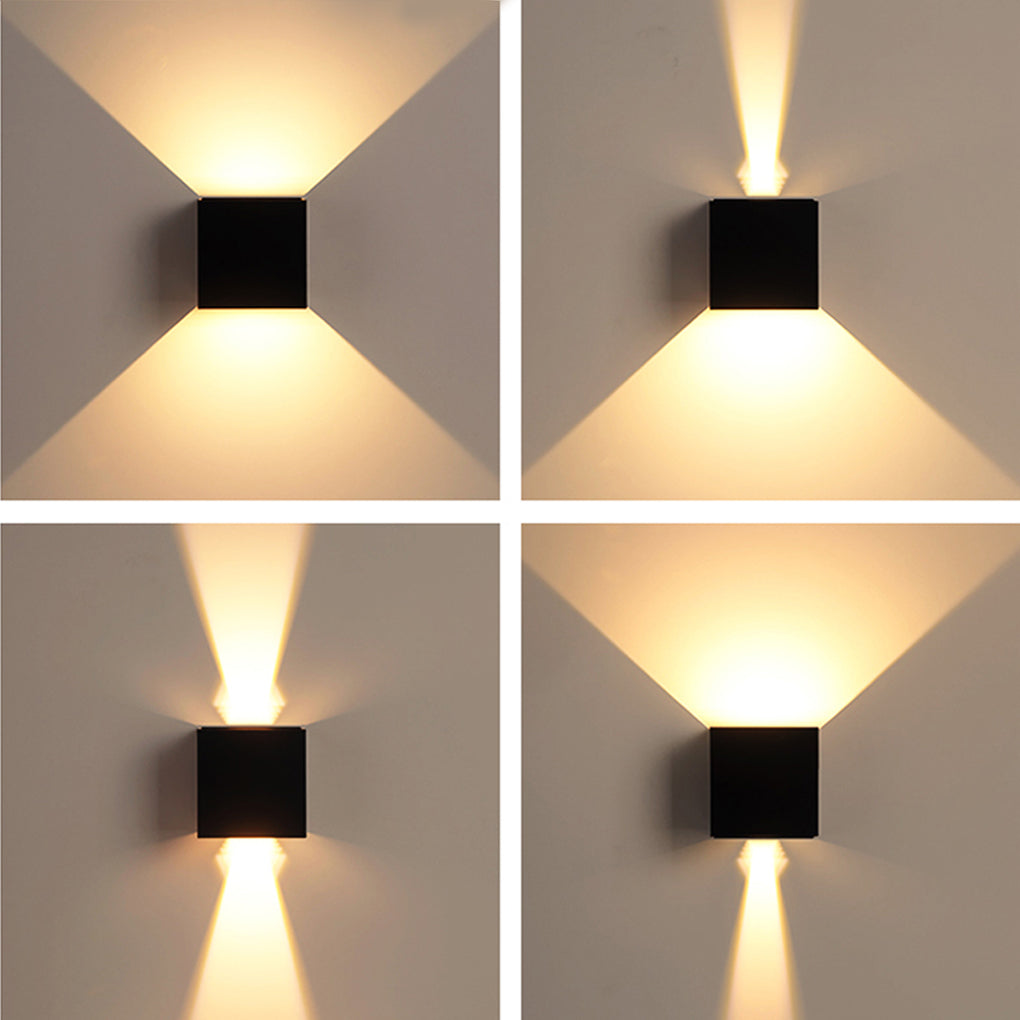 Square Up/Down Outdoor Wall Sconce — Aluminum & Glass, LED 6W, 3000K, IP54 Weatherproof