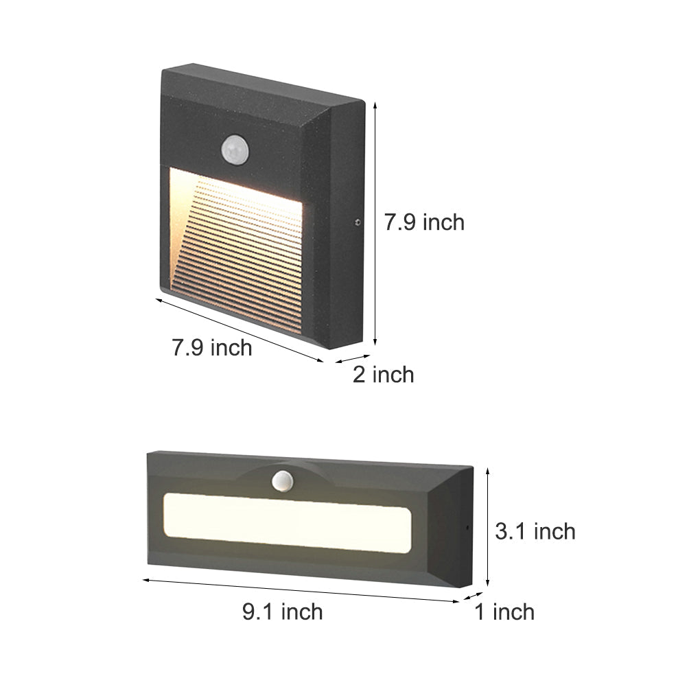 Embedded Motion Sensor LED Step Light — Aluminum & Glass, IP54, 110° Detection, Courtyard & Terrace