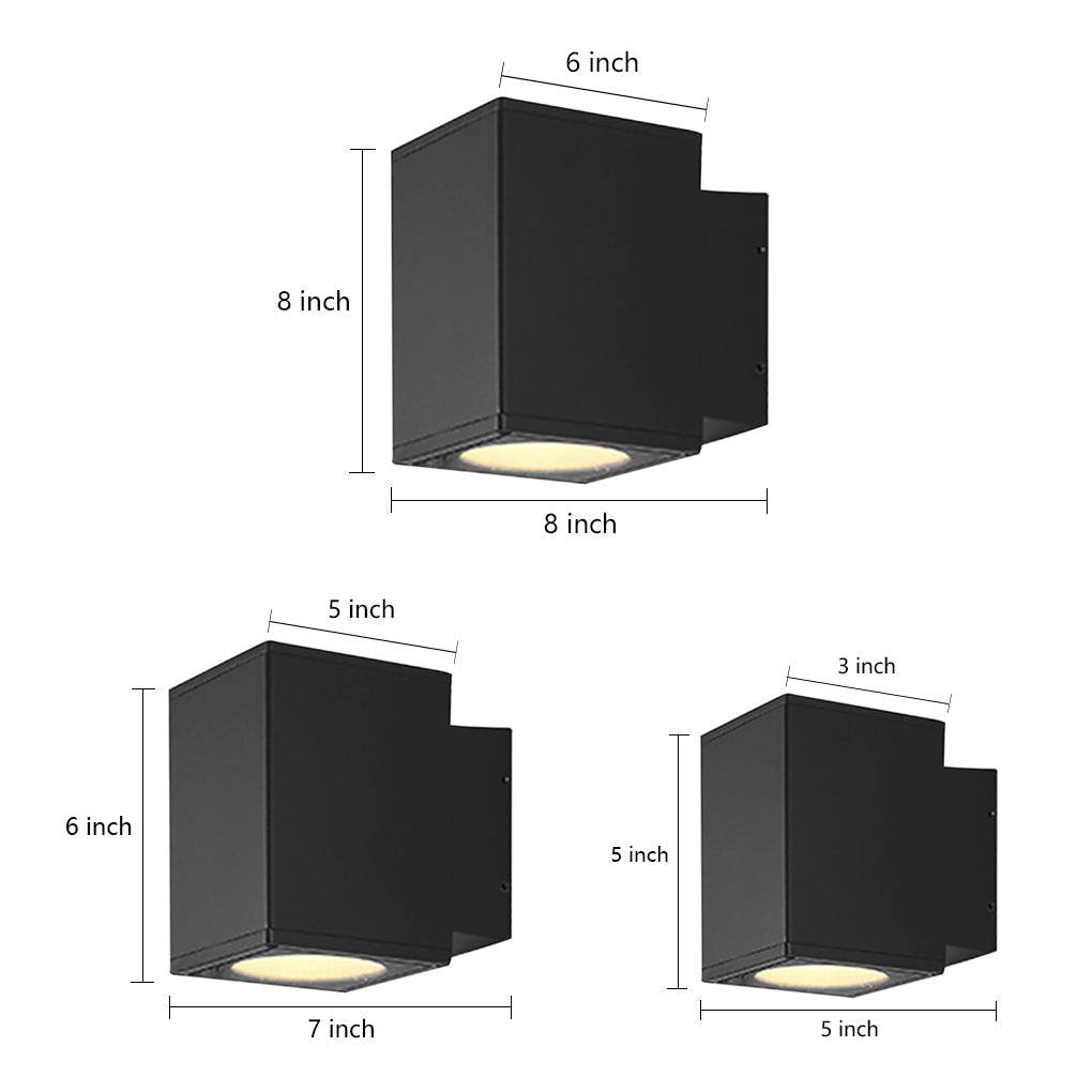 Industrial Up/Down Outdoor Wall Sconce — Die-Cast Aluminum and Glass, LED, IP65 Weatherproof, 3000K, 1-Light and 2-Light Options