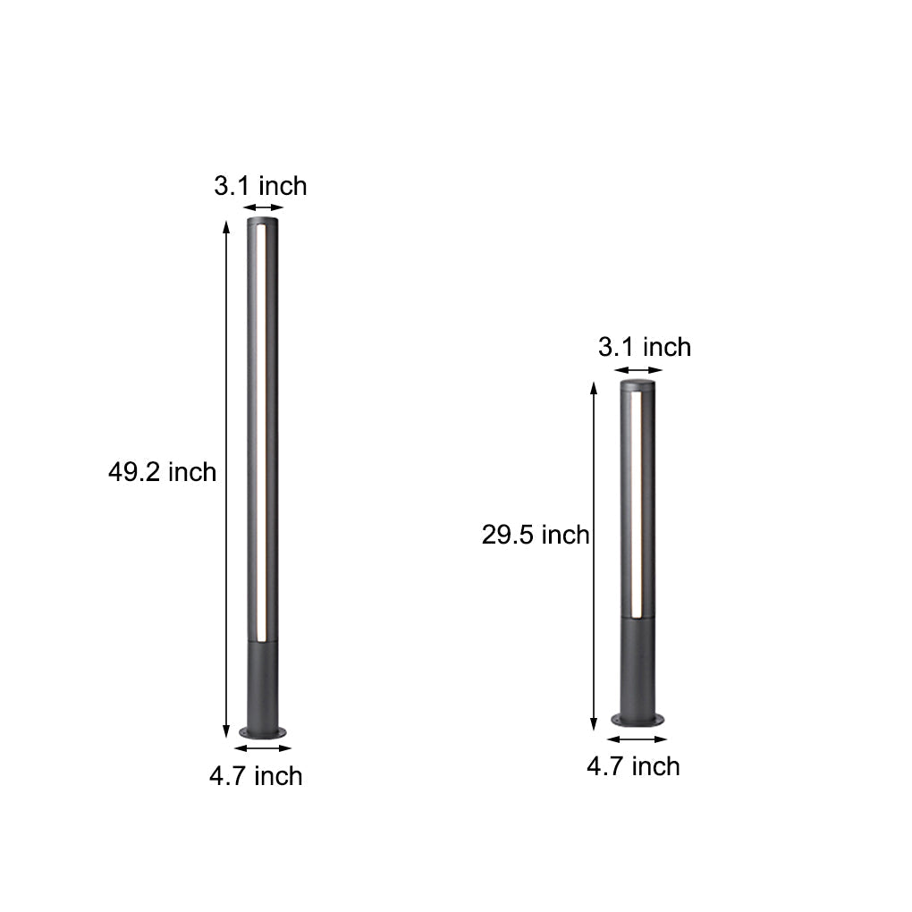 Industrial Outdoor Bollard Light — Die-Cast Aluminum, LED, IP54 Weatherproof, Warm White 3000K, Hardwired, 29.5" or 49.2"