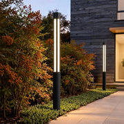 Cylinder Outdoor Bollard Light — Black Die-Cast Aluminum, LED, IP54, 10W–35W, 3000K, 31"–157" Heights