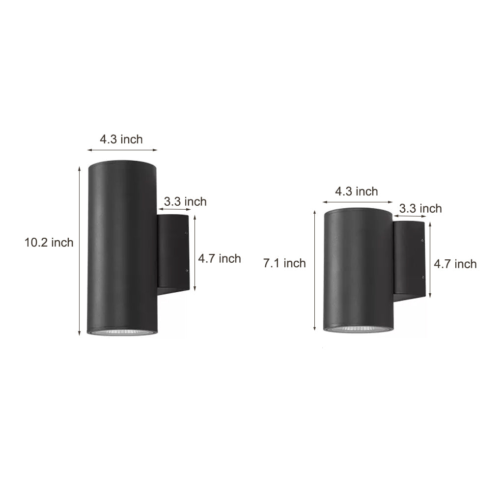Round Up/Down Outdoor Wall Sconce — Aluminum & Glass, LED 3000K, IP65 Weatherproof, 1-Light or 2-Light