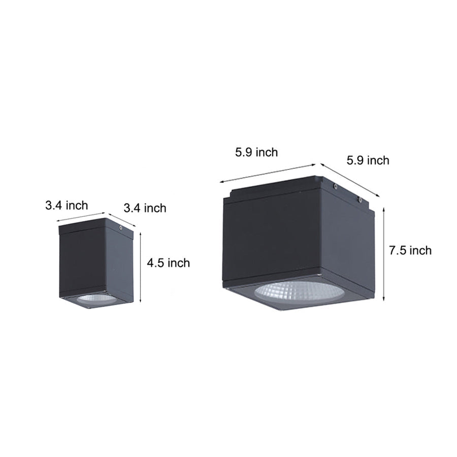Square LED Surface-Mount Downlight — Die-Cast Aluminum, IP54 Waterproof, 3000K Warm White, Hardwired