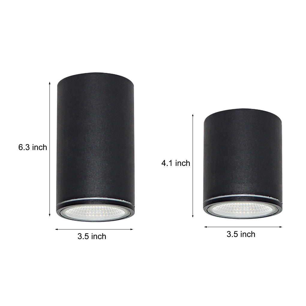 Minimalist Round LED Flush-Mount Downlight — Die-Cast Aluminum, Waterproof, Black or Gray, 4.1" or 6.3"