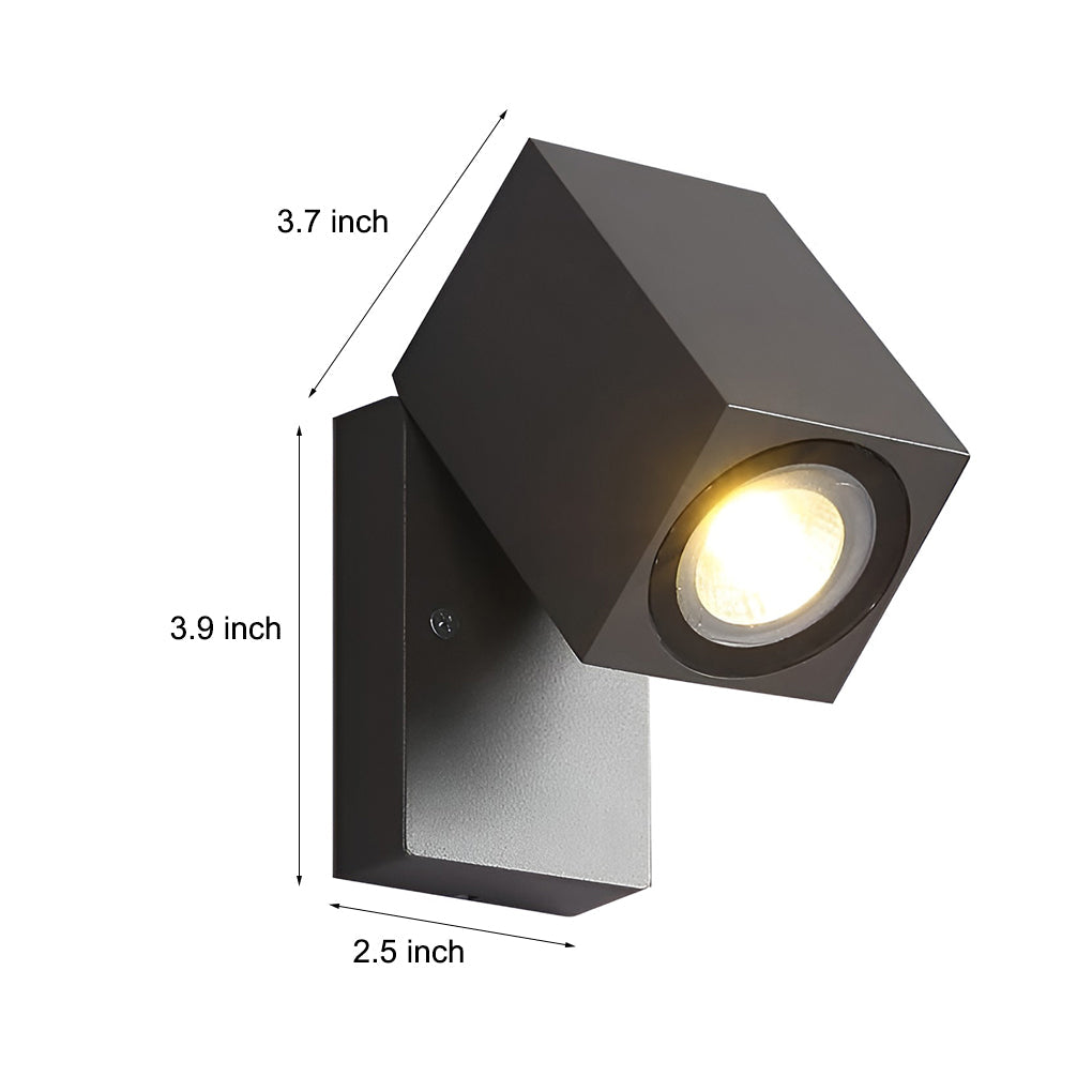 Square Adjustable Outdoor Wall Sconce — Black Aluminum, 5W COB LED, Motion Sensor, IP65, 3000K / 6000K