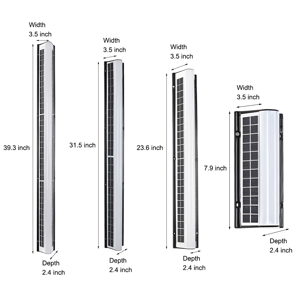 Linear Solar Outdoor Wall Sconce — Black ABS with Acrylic Diffuser, LED, IP65 Weatherproof