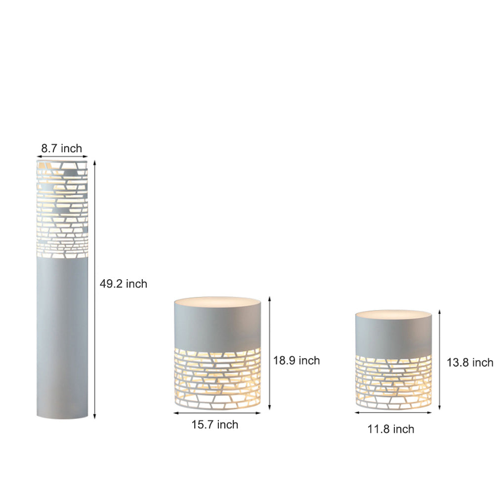 freestanding outdoor garden lighting stylish hollow mesh led cylinder light