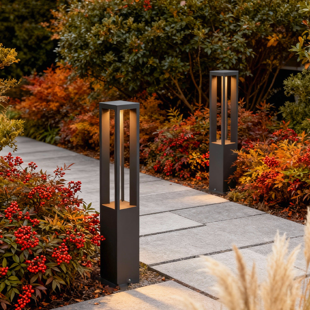 7w black aluminum led landscape bollard lights with 4 beam design for your garden