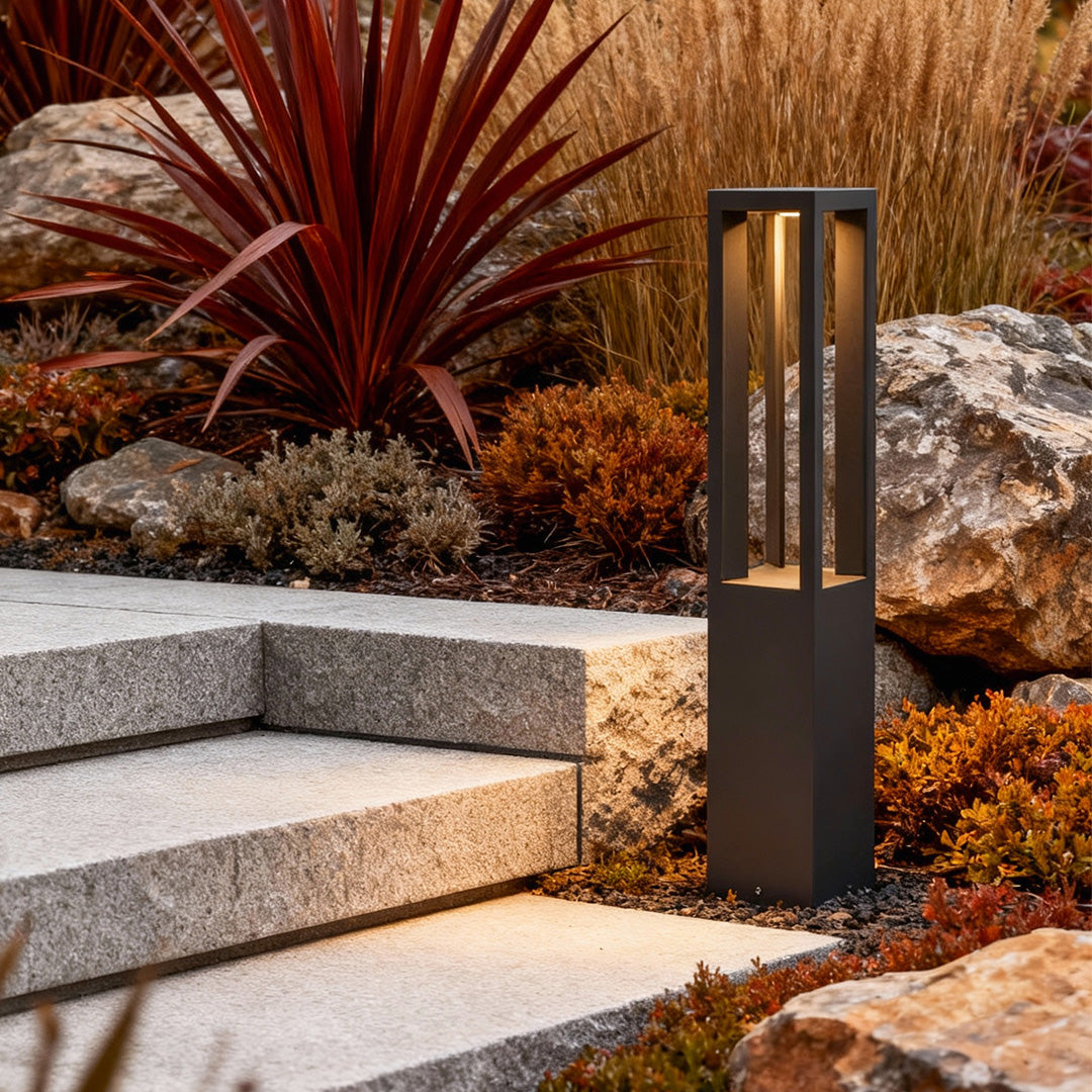 7w black aluminum led landscape bollard lights with 4 beam design for your garden
