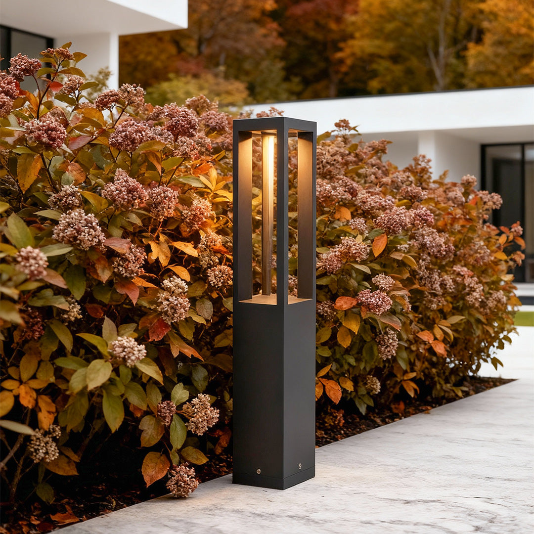 7w black aluminum led landscape bollard lights with 4 beam design for your garden