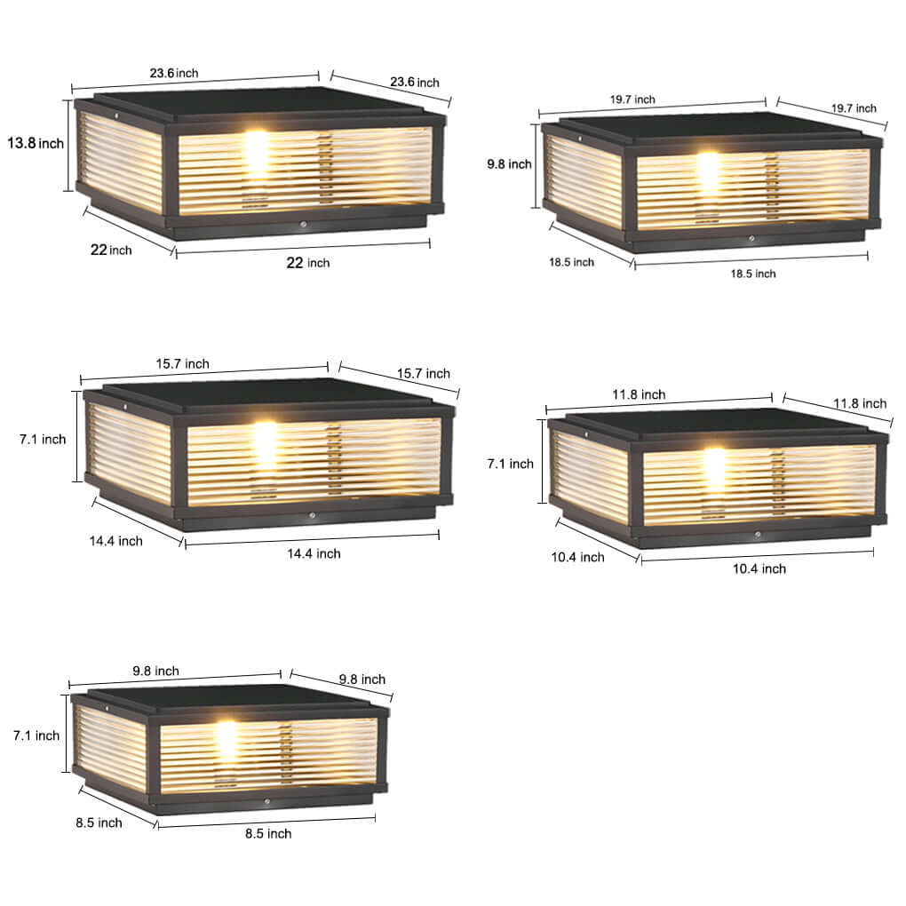 square ribbed glass outdoor pillar mount light