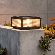 square ribbed glass outdoor pillar mount light