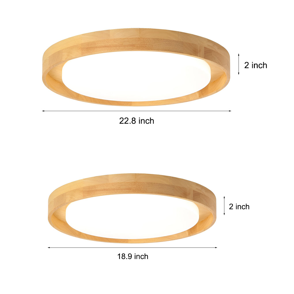 round dimmable led wooden nordic flush mount ceiling light fixture