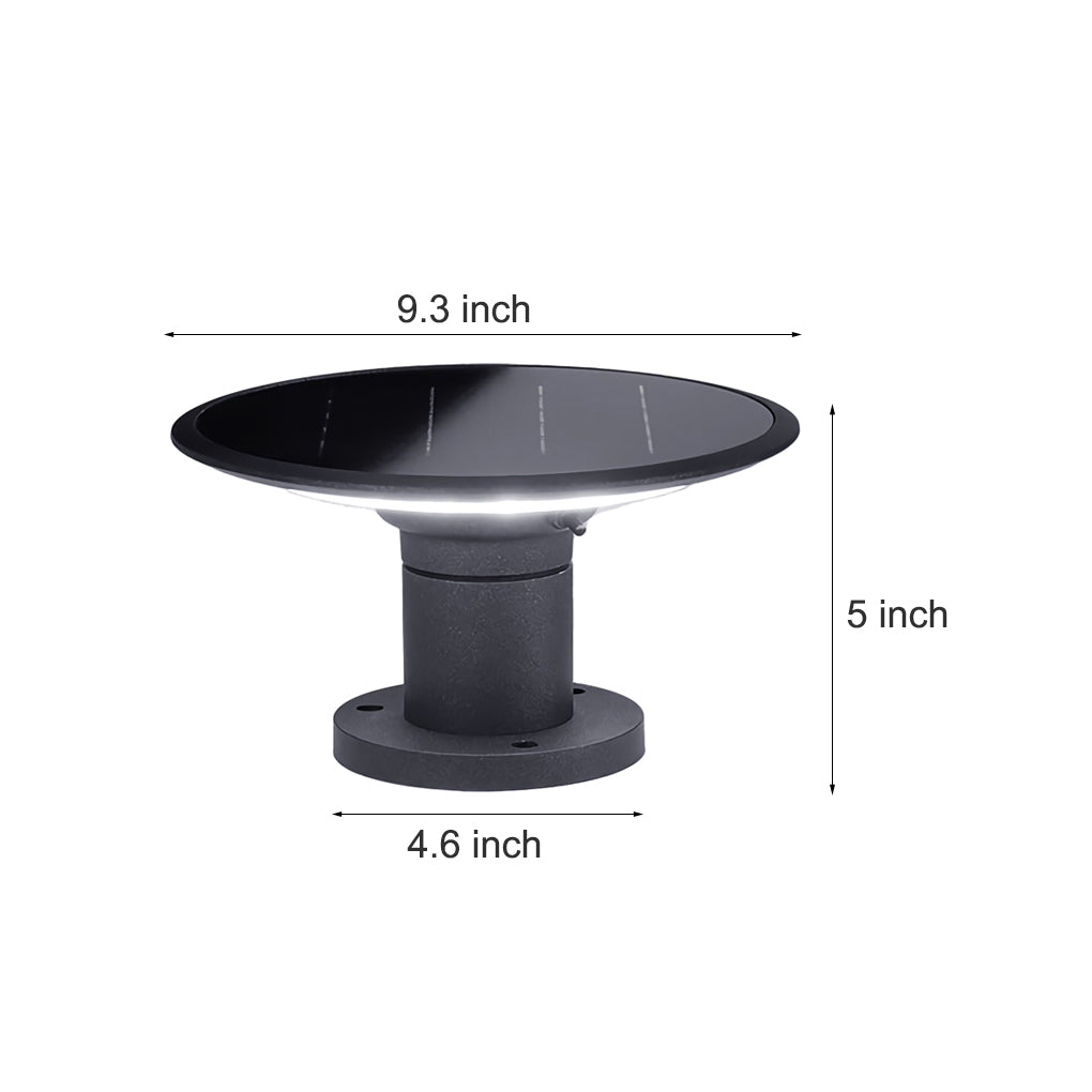 round ufo shaped led solar fence post lights with two color temperatures waterproof for outdoor use