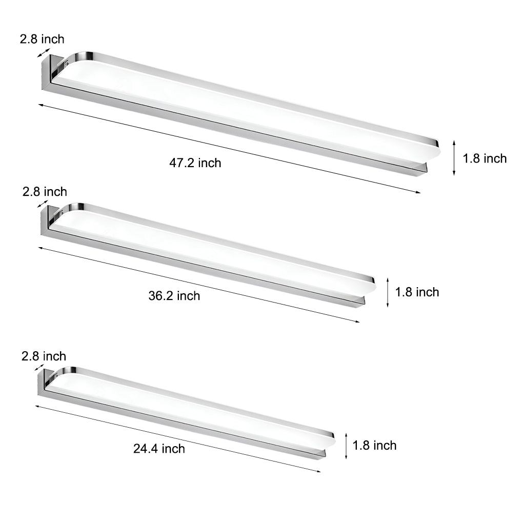 wall mounted led bathroom vanity light with polished iron trim