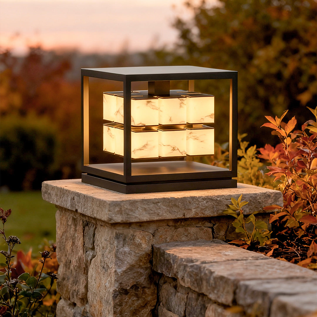Modern Square Solar Deck Post Cap Light — Stainless Steel & PC, LED, IP65 Weatherproof, Warm White 3000K