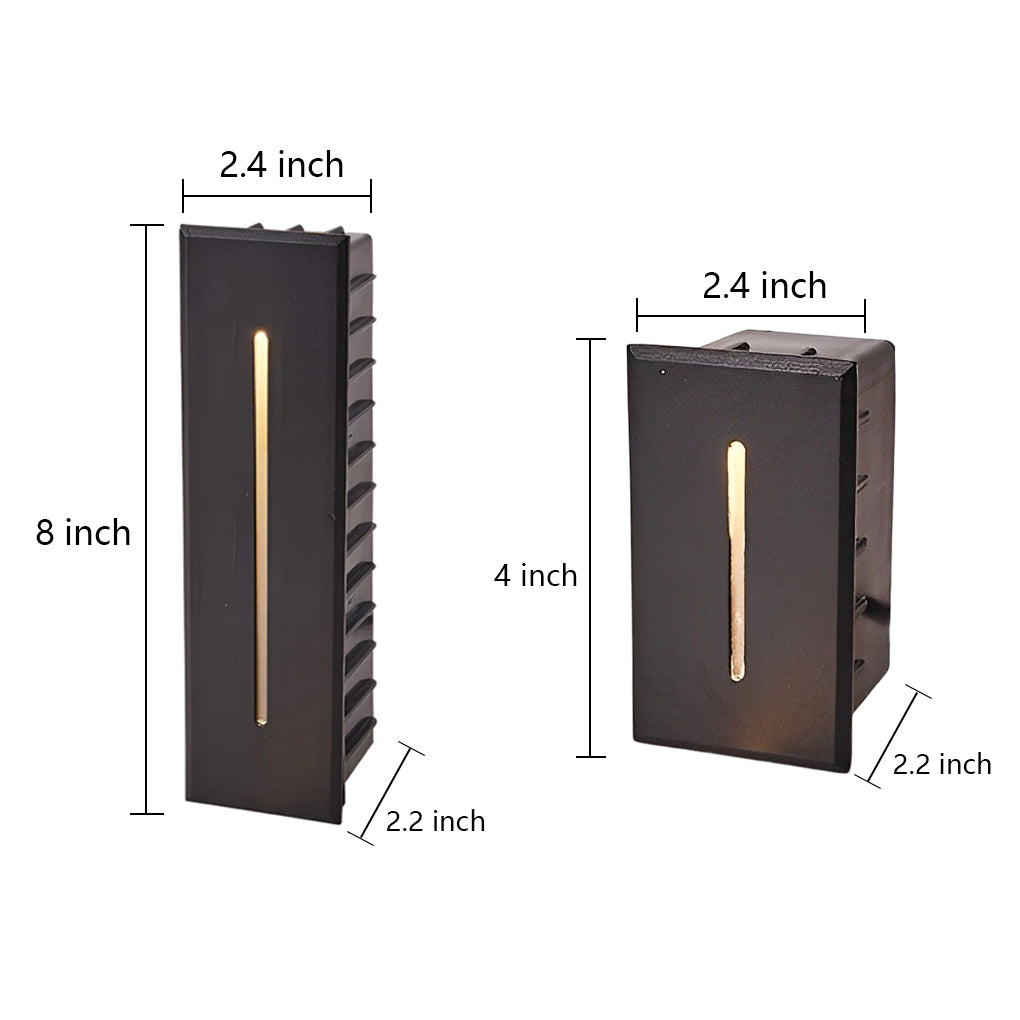 Industrial Rectangle LED Step & Stair Light — Die-Cast Aluminum, Black, 3W, IP65 Weatherproof