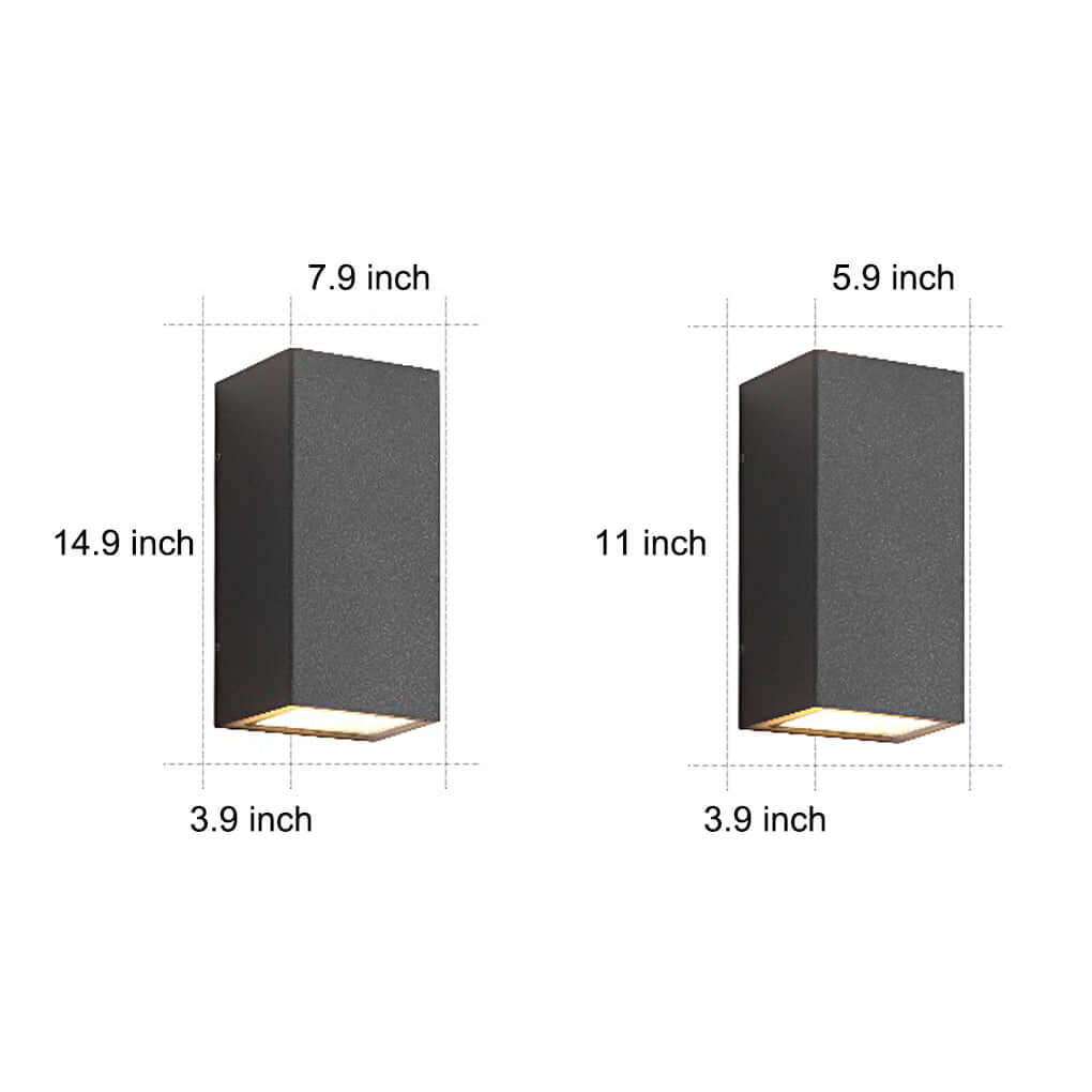 Modern Rectangular Solar Up/Down Wall Sconce — Aluminum & Glass, COB + LED, IP65, 3000K Warm White