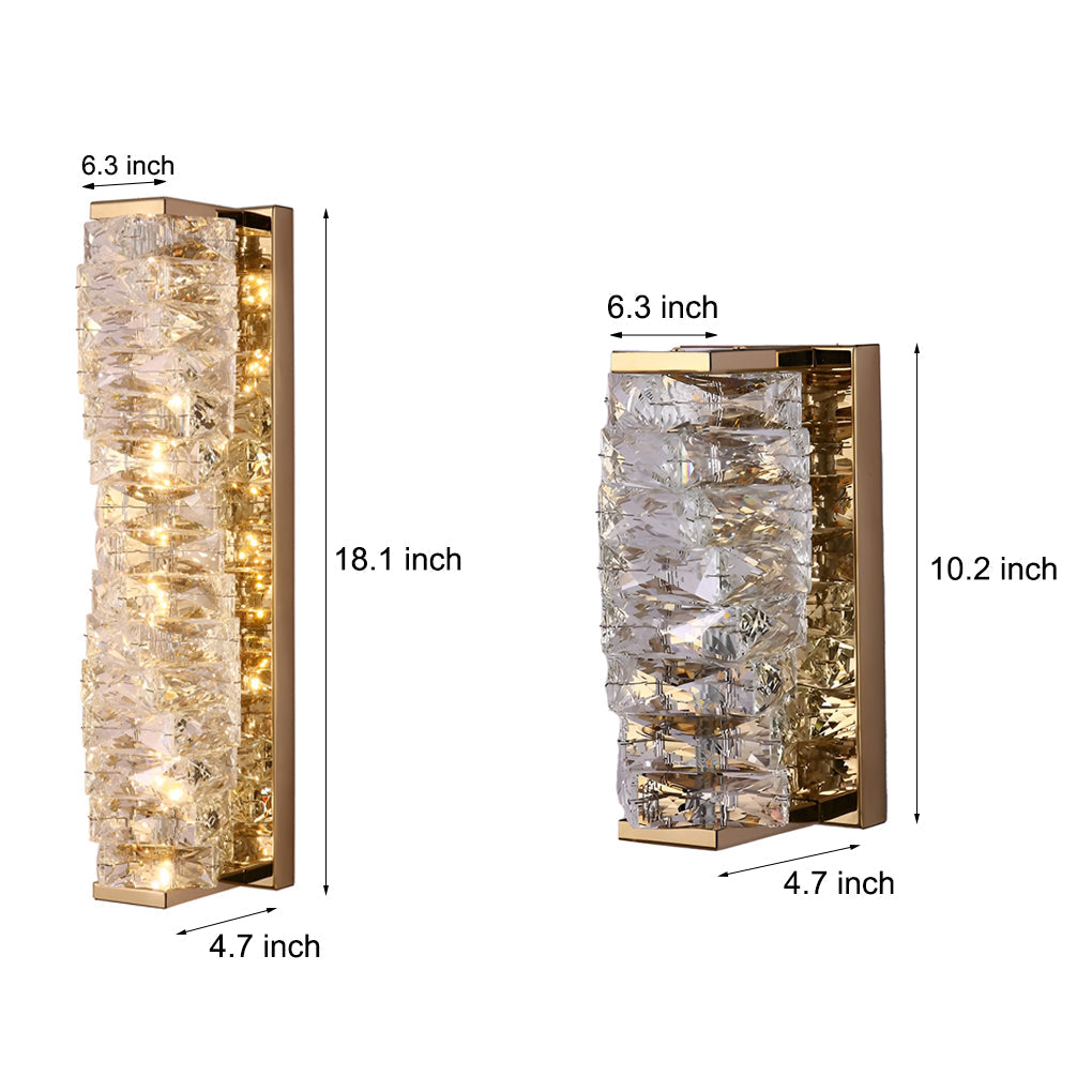 Modern Crystal Wall Sconce — Stainless Steel, 10W LED, Three-Step Dimming (3000K/4000K/6000K)