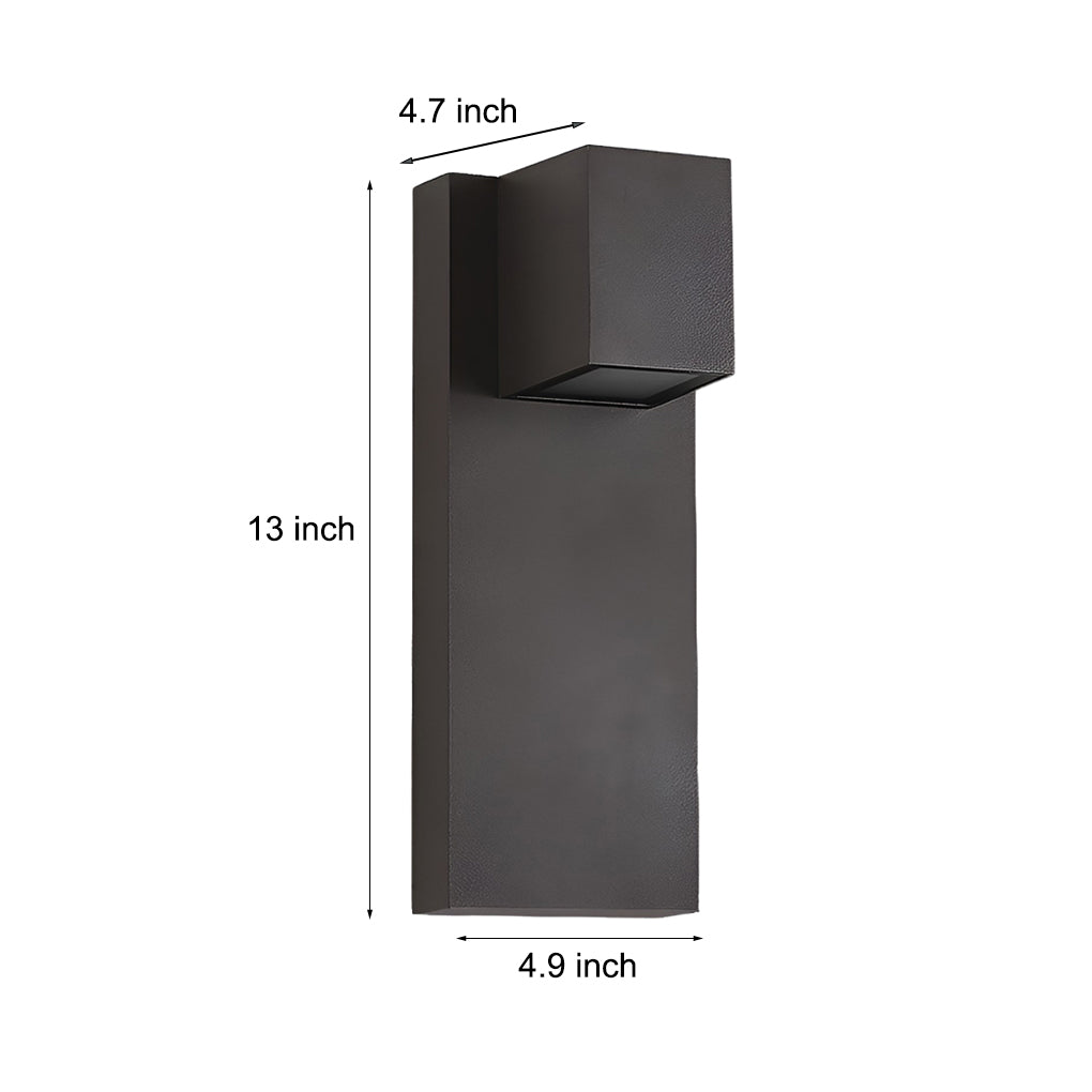 Modern Square Up/Down Outdoor Wall Sconce — Black Aluminum, 10W LED x2, IP-Rated Waterproof
