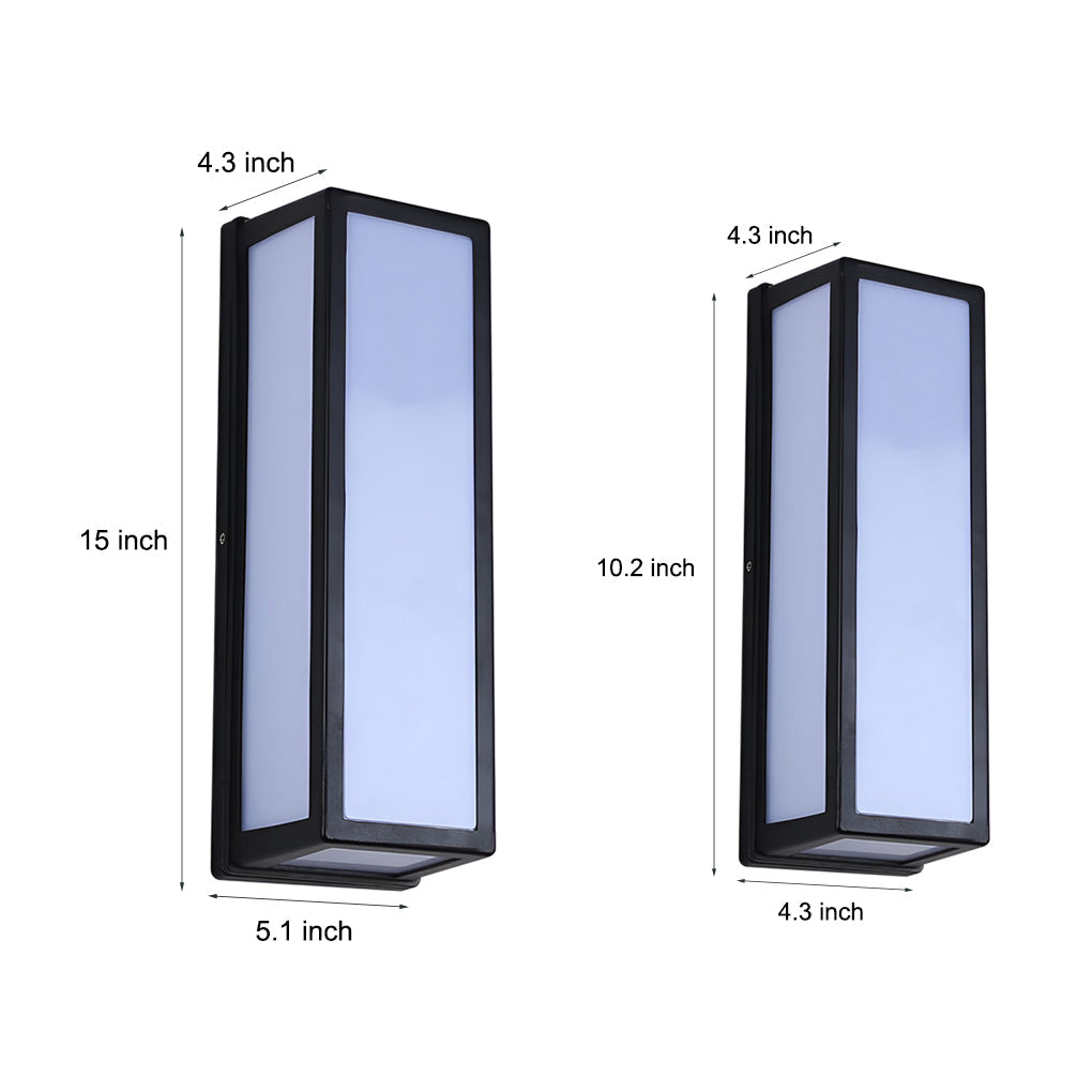 Modern Black Rectangle LED Waterproof Wall Sconce with Motion Sensor Lighting