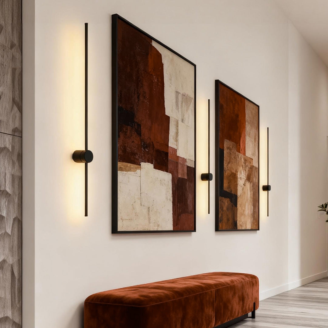 ultra thin black and gold nordic led linear wall lights