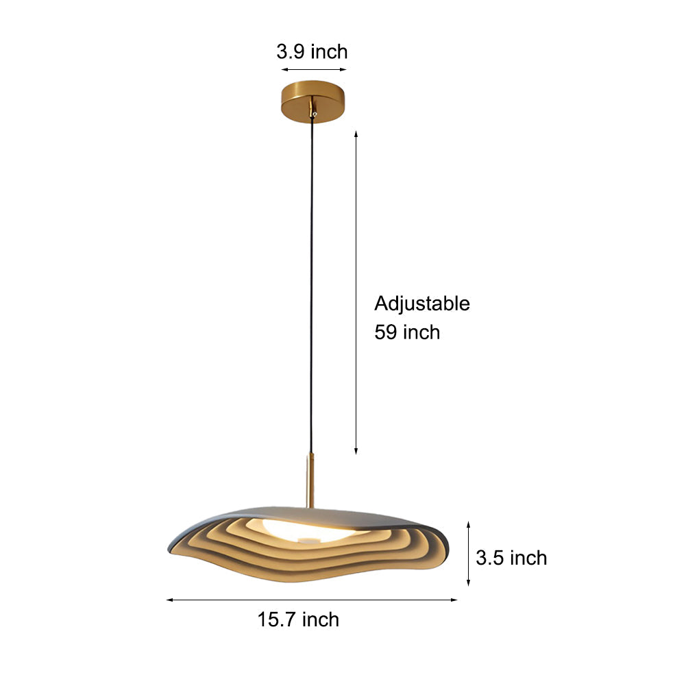 Round Geometric Pendant Chandelier — Resin, 12W LED, 15.7" Diameter, Black or Gray