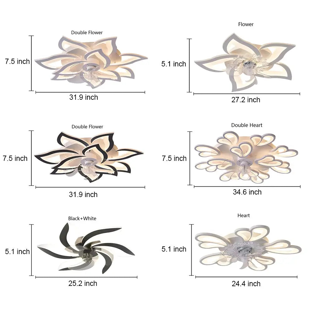 Nordic Ceiling Fan Lights with Creative Flower-Shaped Design and Three-Step Dimming LED Luxe