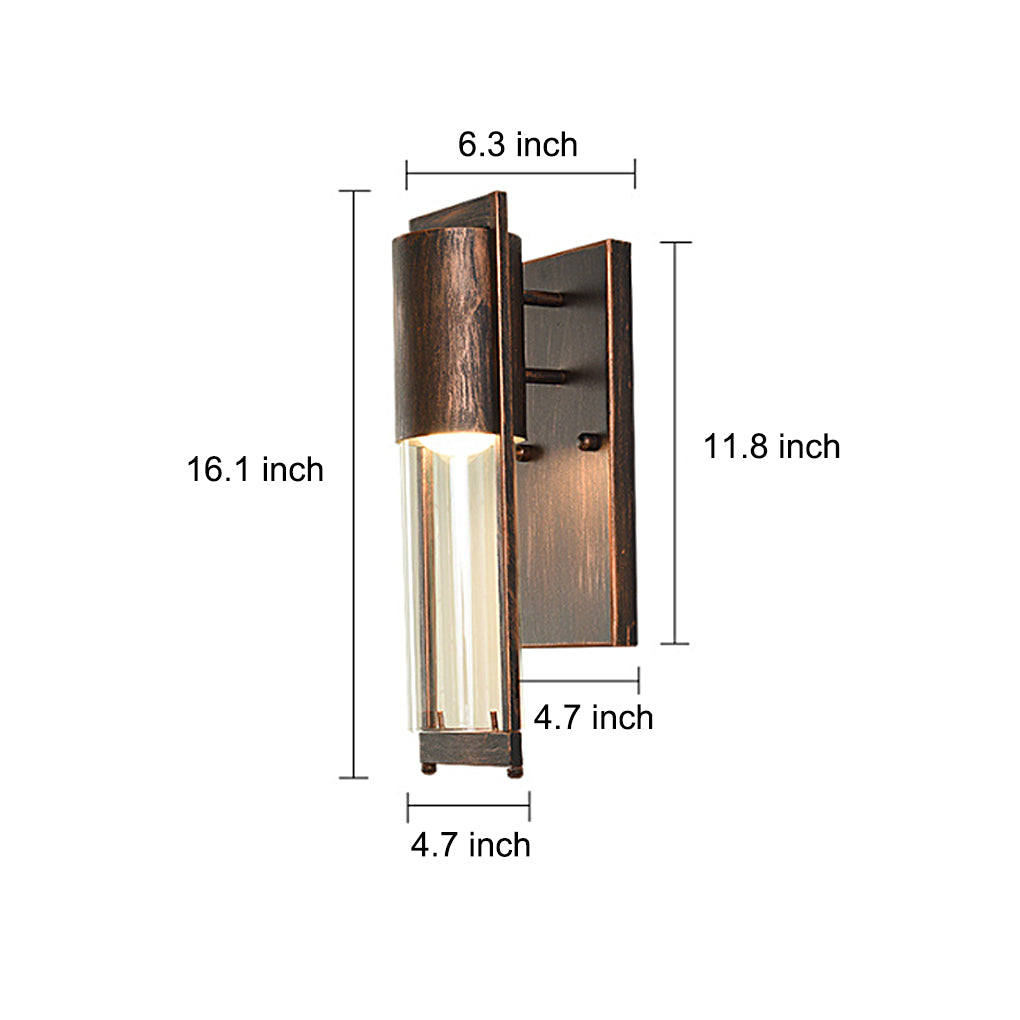Industrial Outdoor Wall Sconce — Antique Iron, Glass Shade, E27, IP-Rated Weatherproof