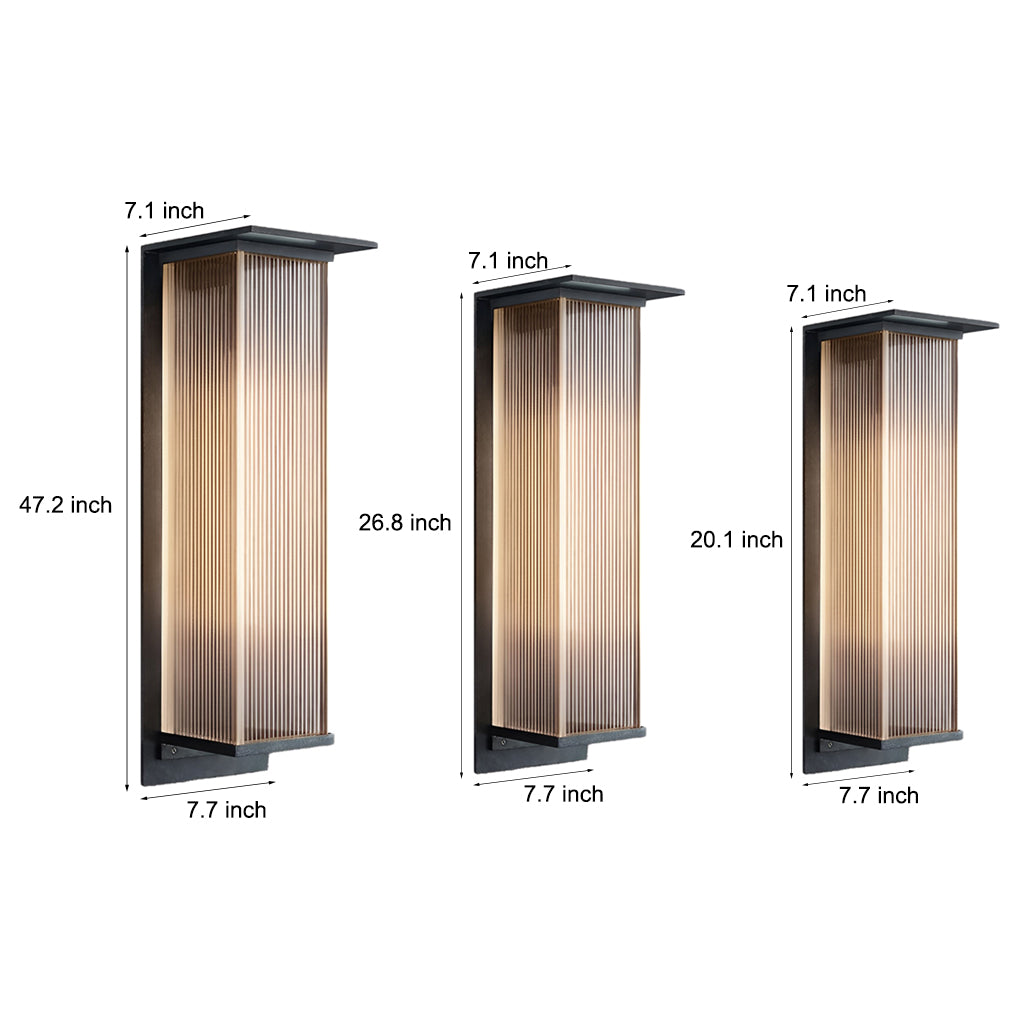 Modern Rectangular Outdoor Wall Sconce — Metal & Acrylic, 3W LED, IP65 Weatherproof, Solar