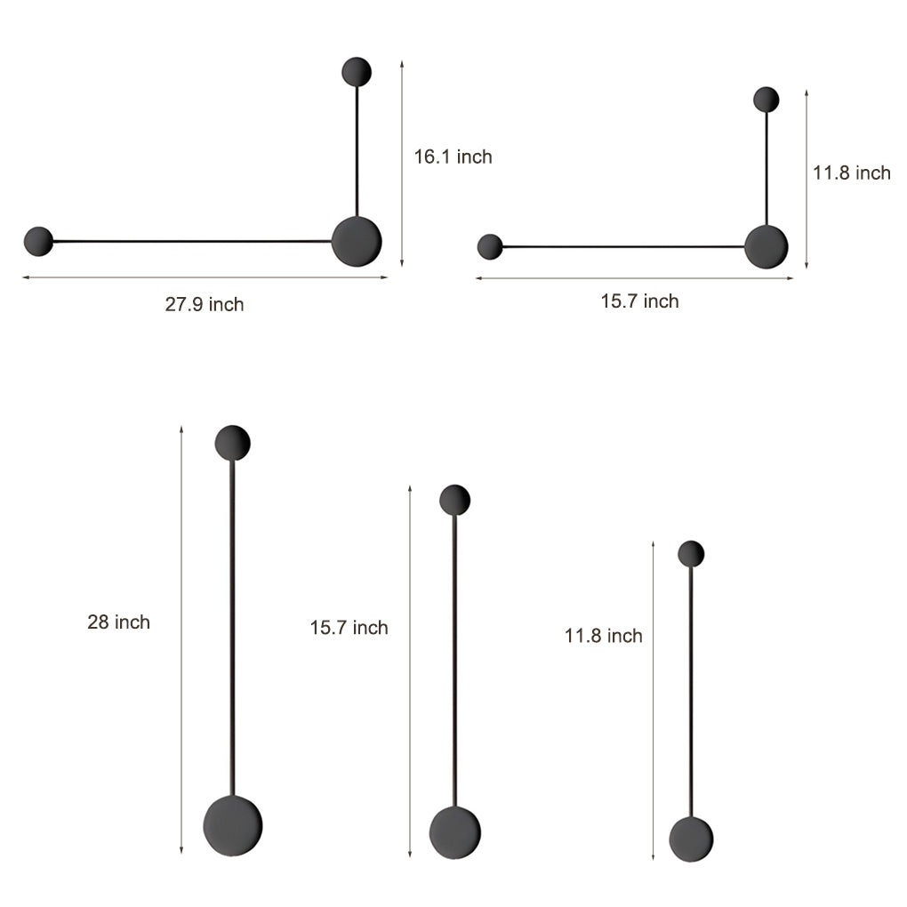 Round Linear LED Wall Sconce — Black Aluminum, Warm White / 6000K, Straight or Right-Angle