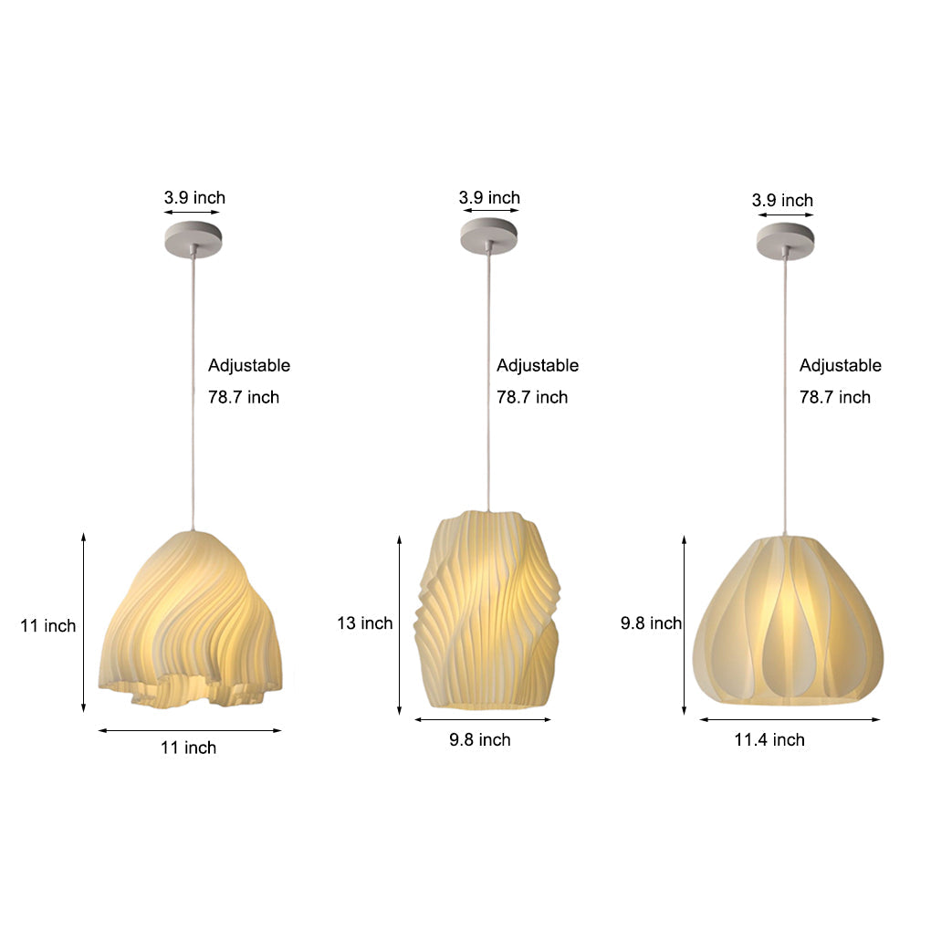 3D-Printed Resin Pendant Light — 16W, 3000K Warm White, Adjustable 78.7" Cord
