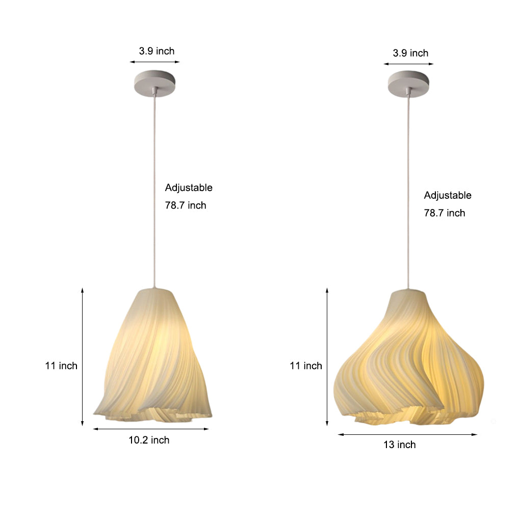 3D-Printed Resin Pendant Light — 16W, 3000K Warm White, Adjustable 78.7" Cord