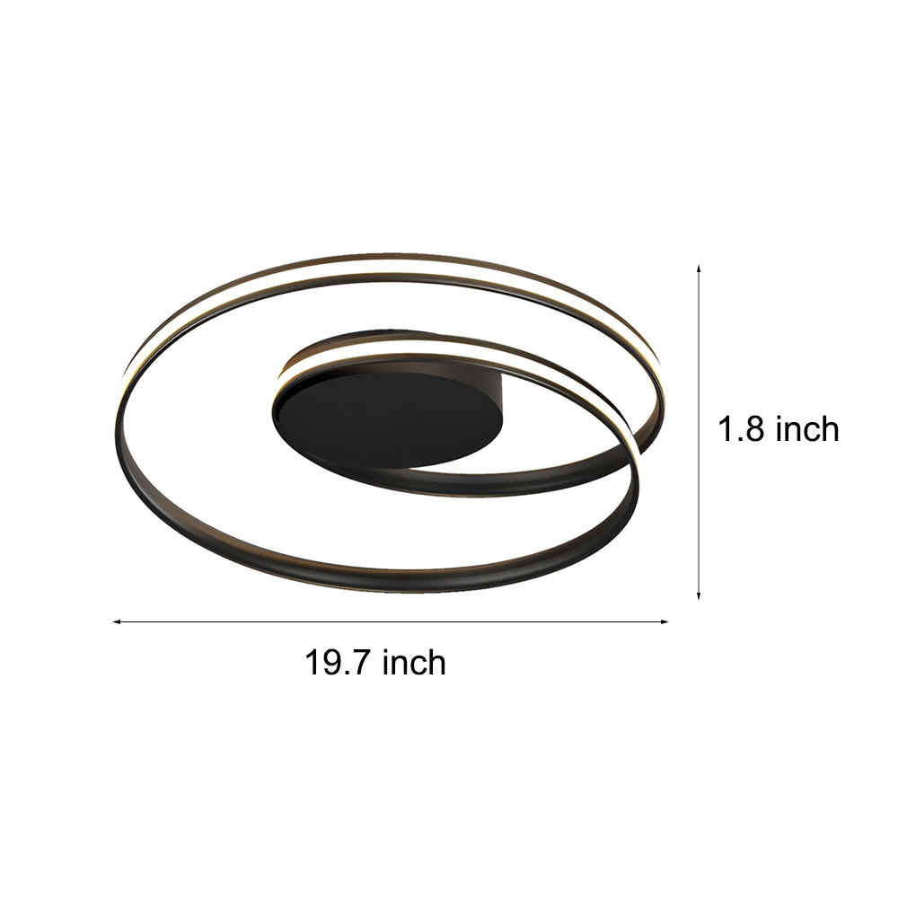 Modern Circular LED Flush-Mount Ceiling Light — Iron & Aluminum, 19.7" Diameter, Stepless Dimming with Remote Control