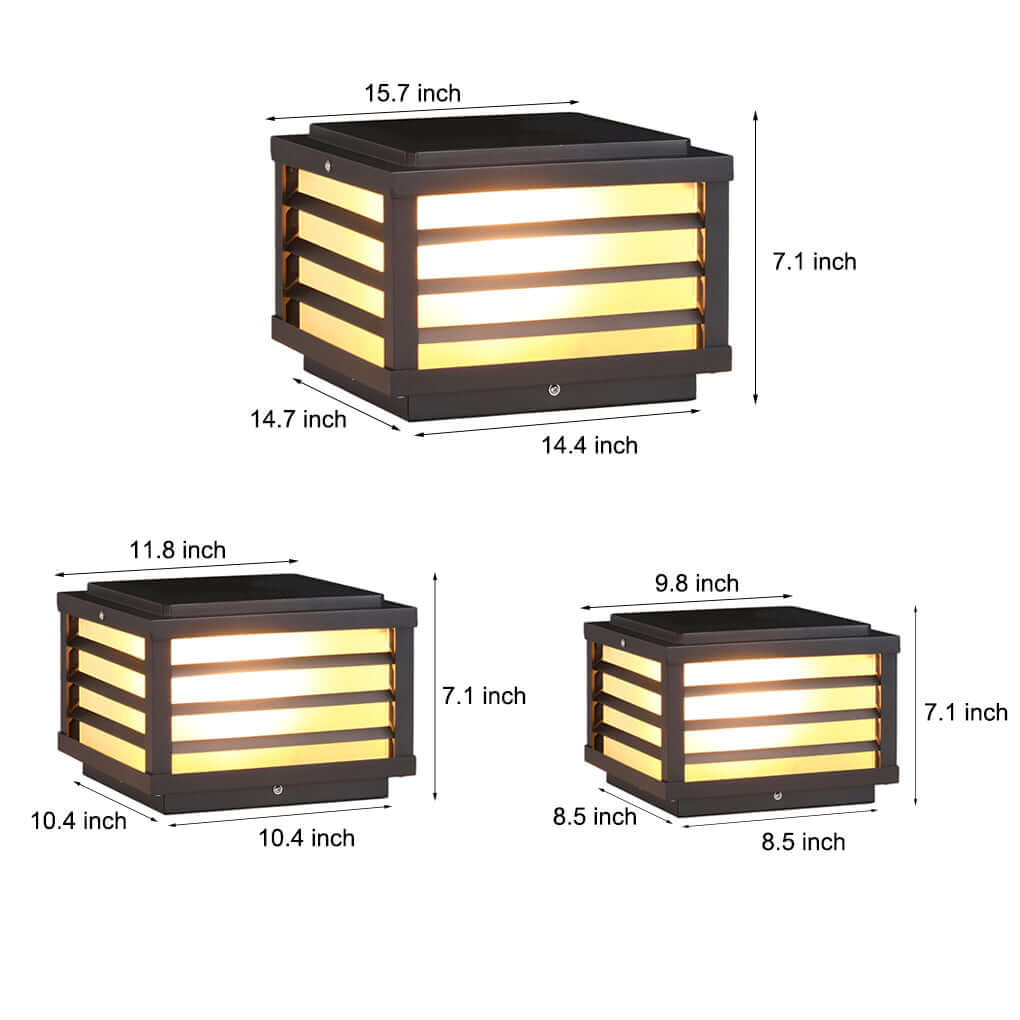 Square Solar LED Fence Cap Post Light — Die-Cast Aluminum, Black, Auto Dusk-to-Dawn, 3000K Warm White