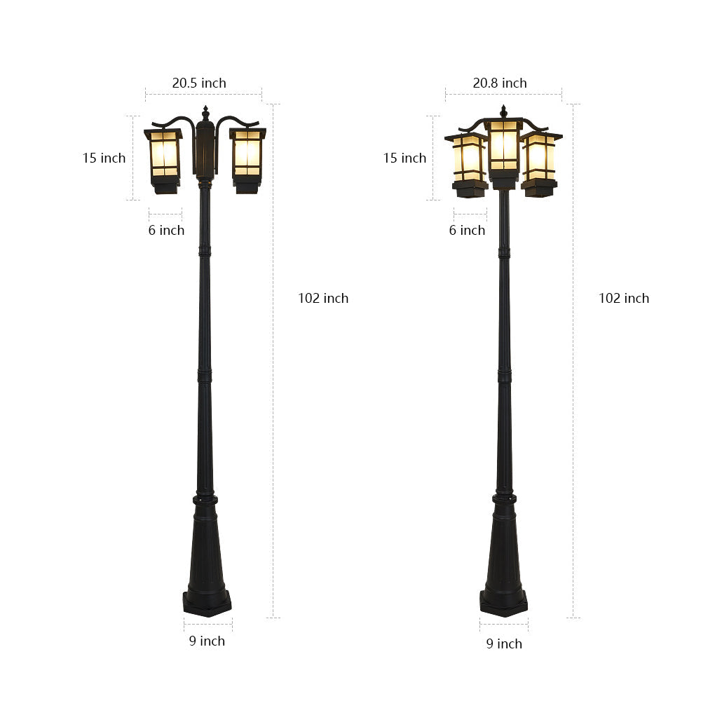 Modern Minimalist Outdoor Post Light — Die-Cast Aluminum, Black, 3-Light, Solar or Hardwired, IP-Rated Weatherproof