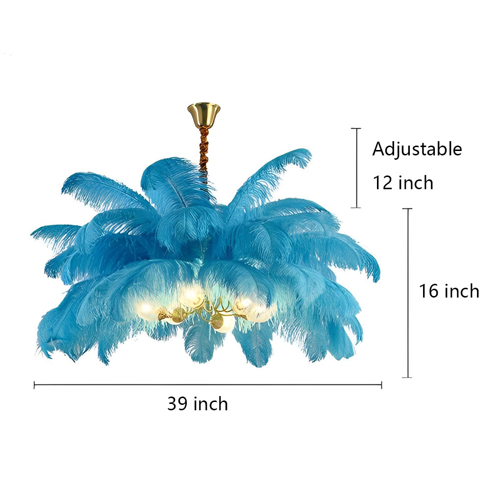 Feather Flush-Mount Chandelier — Copper, 39" Diameter, E14, Warm White 3000K