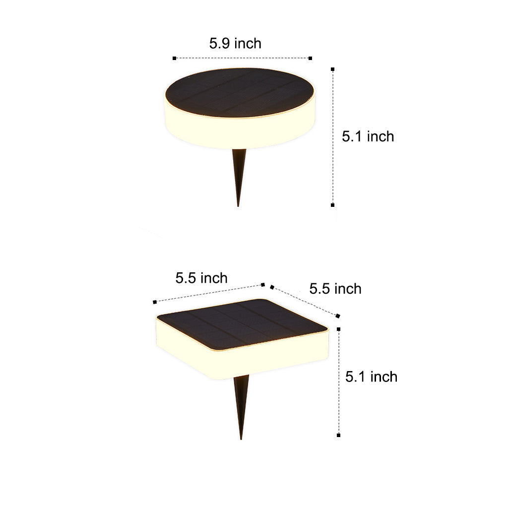 Seamless Solar Disk Ground Light — PC, LED, Warm White / Daylight, 8–11 Hr Runtime, Round or Square