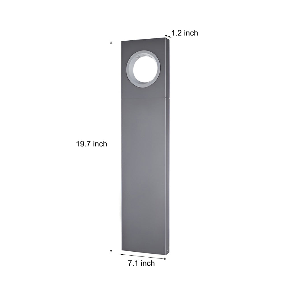 Modern Round-Hole Outdoor Bollard Light — Aluminum & Tempered Glass, 7W LED, IP54, Hardwired