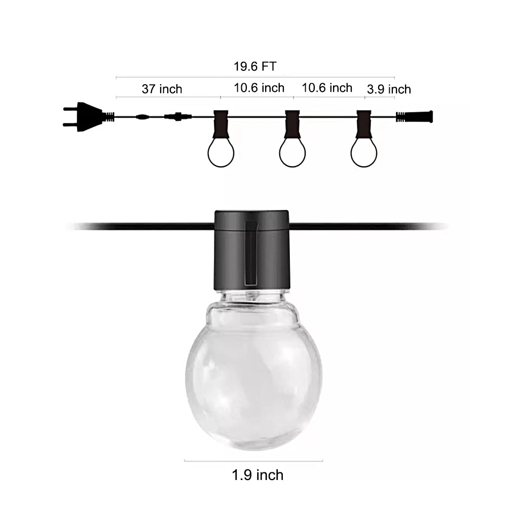 Solar LED Ball String Lights — Warm White 3000K, IP44 Weatherproof, Connectable up to 10 Strands