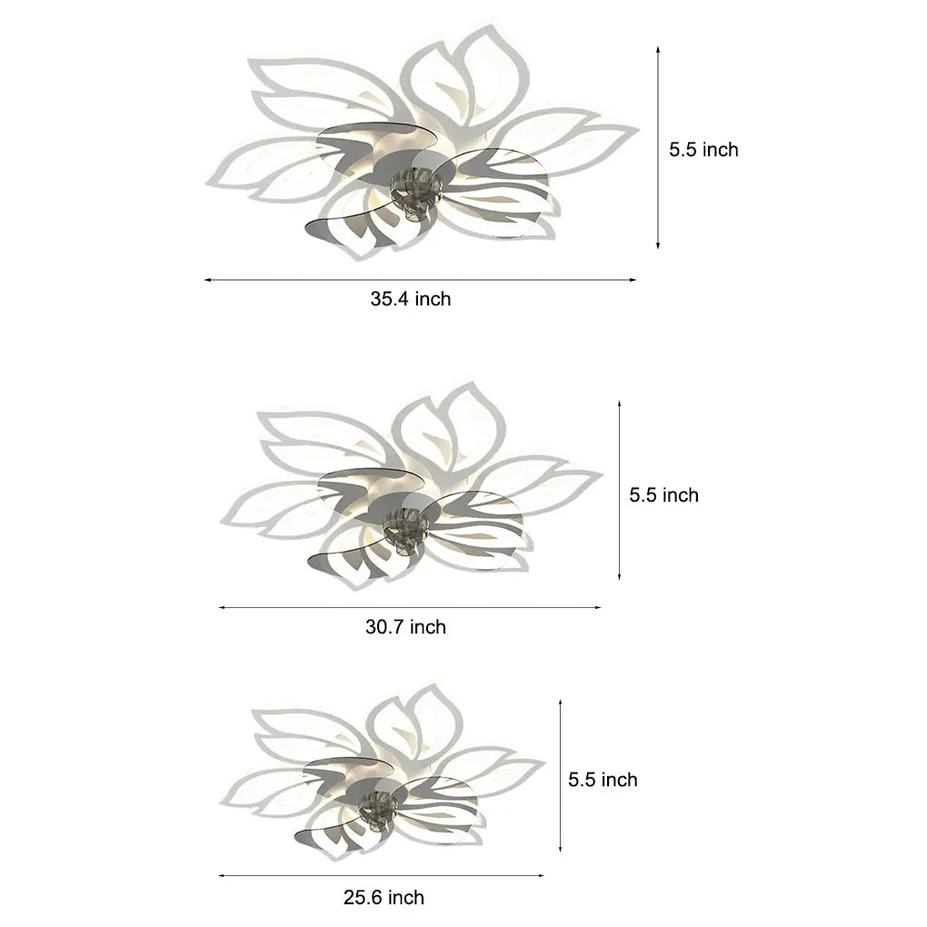 Modern Ceiling Fan Light with Flower Smart Silent Stepless Dimming LED Luxe