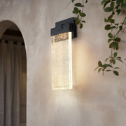 Rectangular Bubble Crystal Outdoor Wall Sconce — Die-Cast Aluminum, LED, 3000K Warm White, 10W / 18W / 24W, IP-Rated Weatherproof